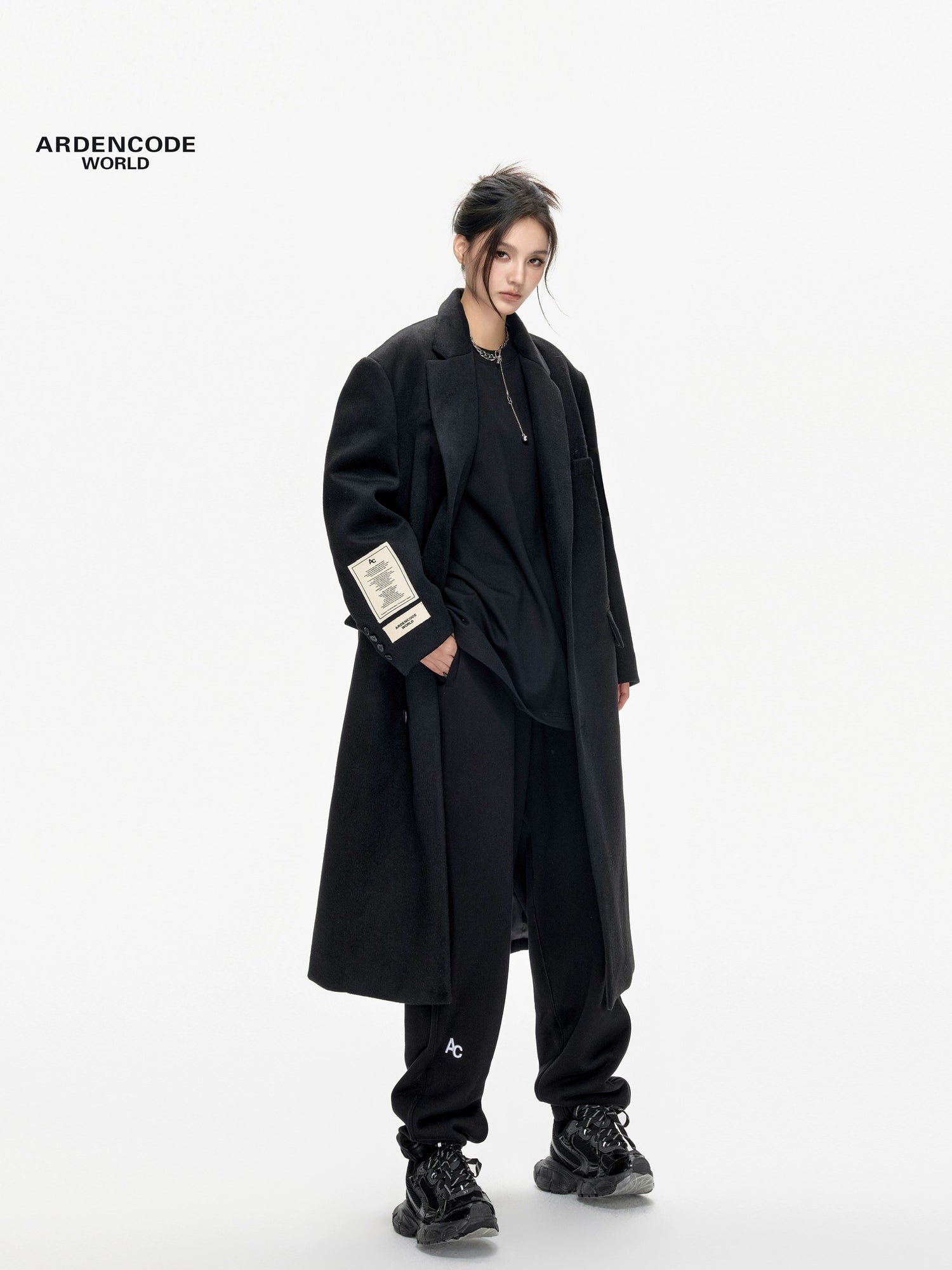 Arden Code Black Wool Coat