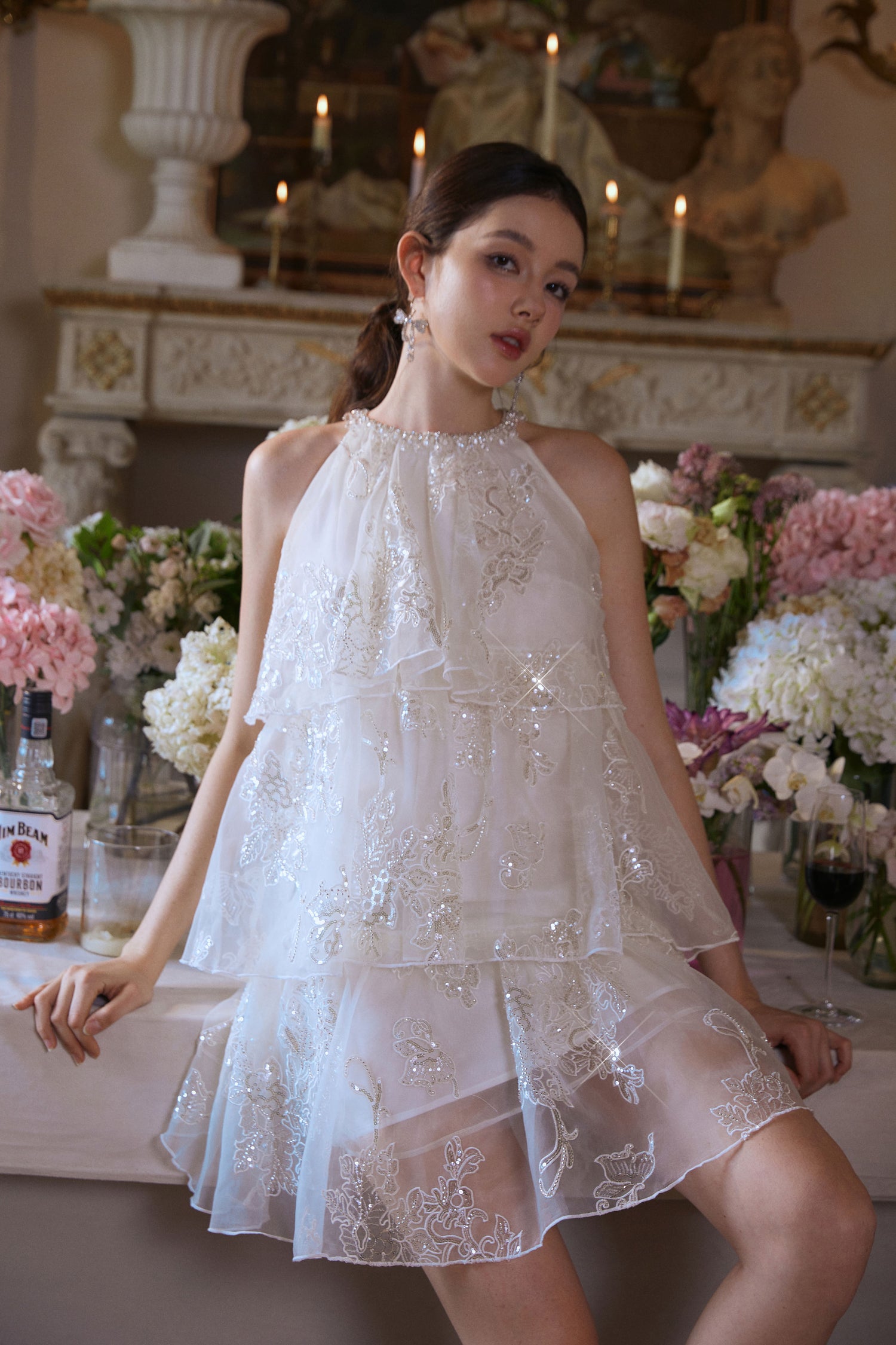 Wardrobes by chen Beaded Sequin Halter Neck Tiered Dress CHUUI_Collection Wardrobes by chen Beaded Sequin Halter Neck Tiered Dress CHUUI_Collection
