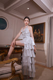 Wardrobes by chen Silk Silver Strap Dress