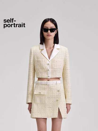 Self-Portrait Cream Yellow Sequin SET (SEPARATE)