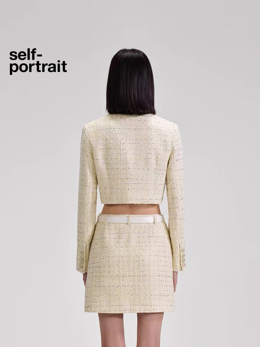 Self-Portrait Cream Yellow Sequin SET (SEPARATE)