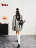 Liilou Gray Pinstripe Suit(coat+skirt)