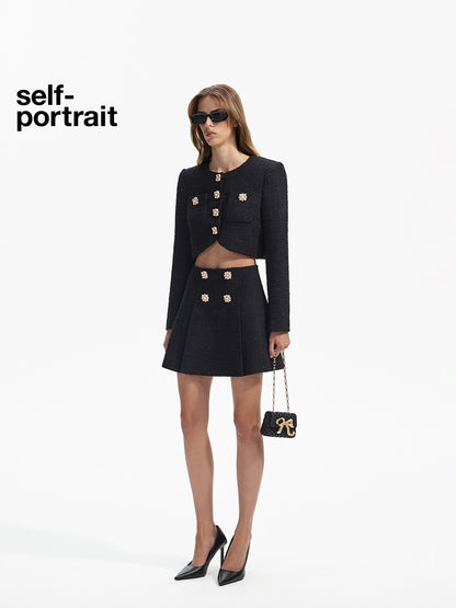 Self-Portrait Black Diamond Refined Round Neck Jacket