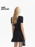 Self-Portrait Black bow-knot knitted dress