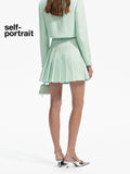 Self-Portrait mint green woven tweed skirt