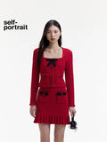 Self-Portrait Bow-Knot Square Neck Knitted Cardigan
