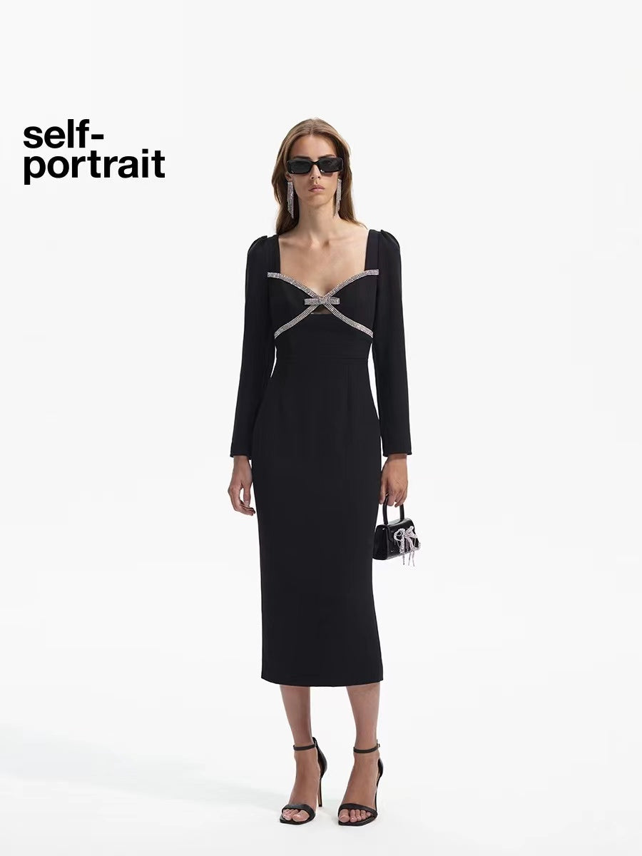 Self-Portrait Beaded Long Sleeve Dress