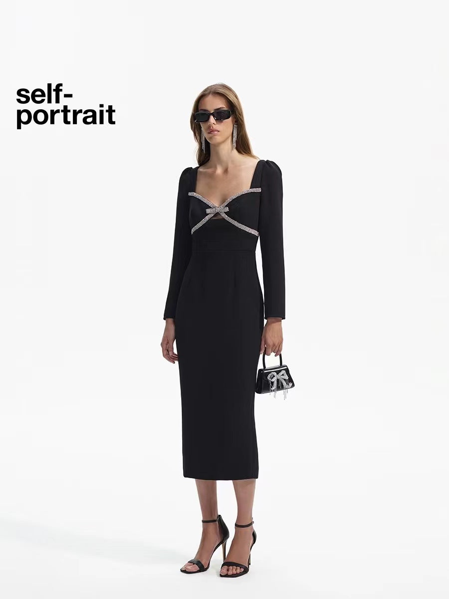 Self-Portrait Beaded Long Sleeve Dress