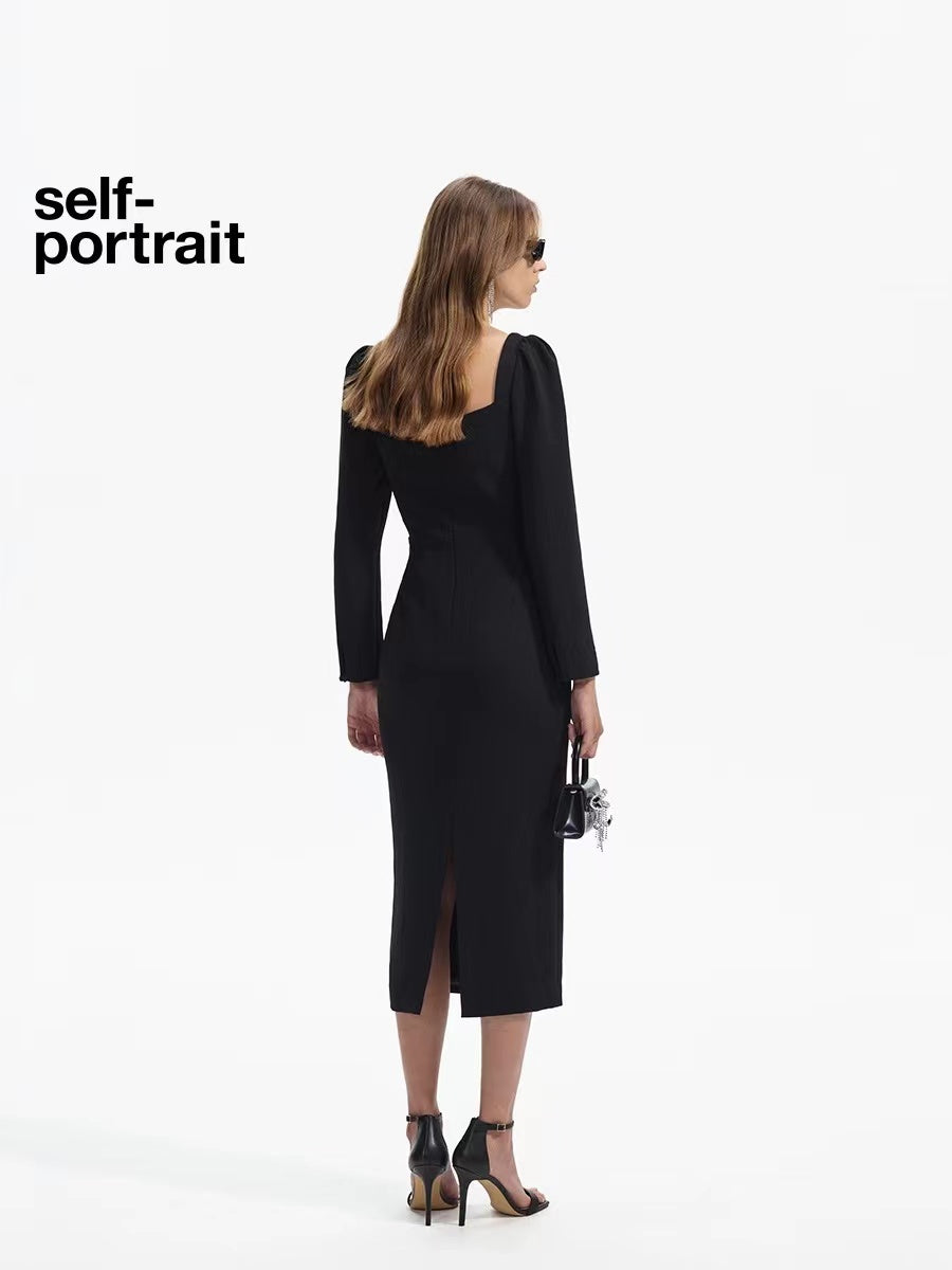 Self-Portrait Beaded Long Sleeve Dress