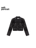 Self-Portrait Sequined Knit Satin Blazer