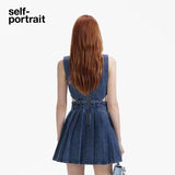 Self-Portrait Denim Waist-Cutout Dress