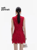Self-Portrait Red Sleeveless Lace Dress