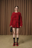 DIANA VEVINA D42W06ZY267A red tassel pullover sweater