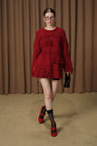 DIANA VEVINA D42W06ZY267A red tassel pullover sweater