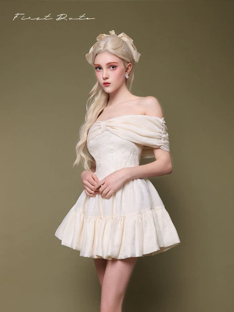 First Date Off-Shoulder Bow Dress