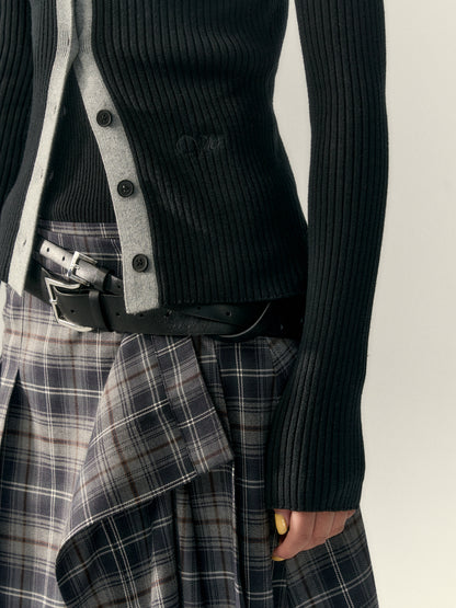 VIA PITTI V25AS010 Irregular plaid skirt