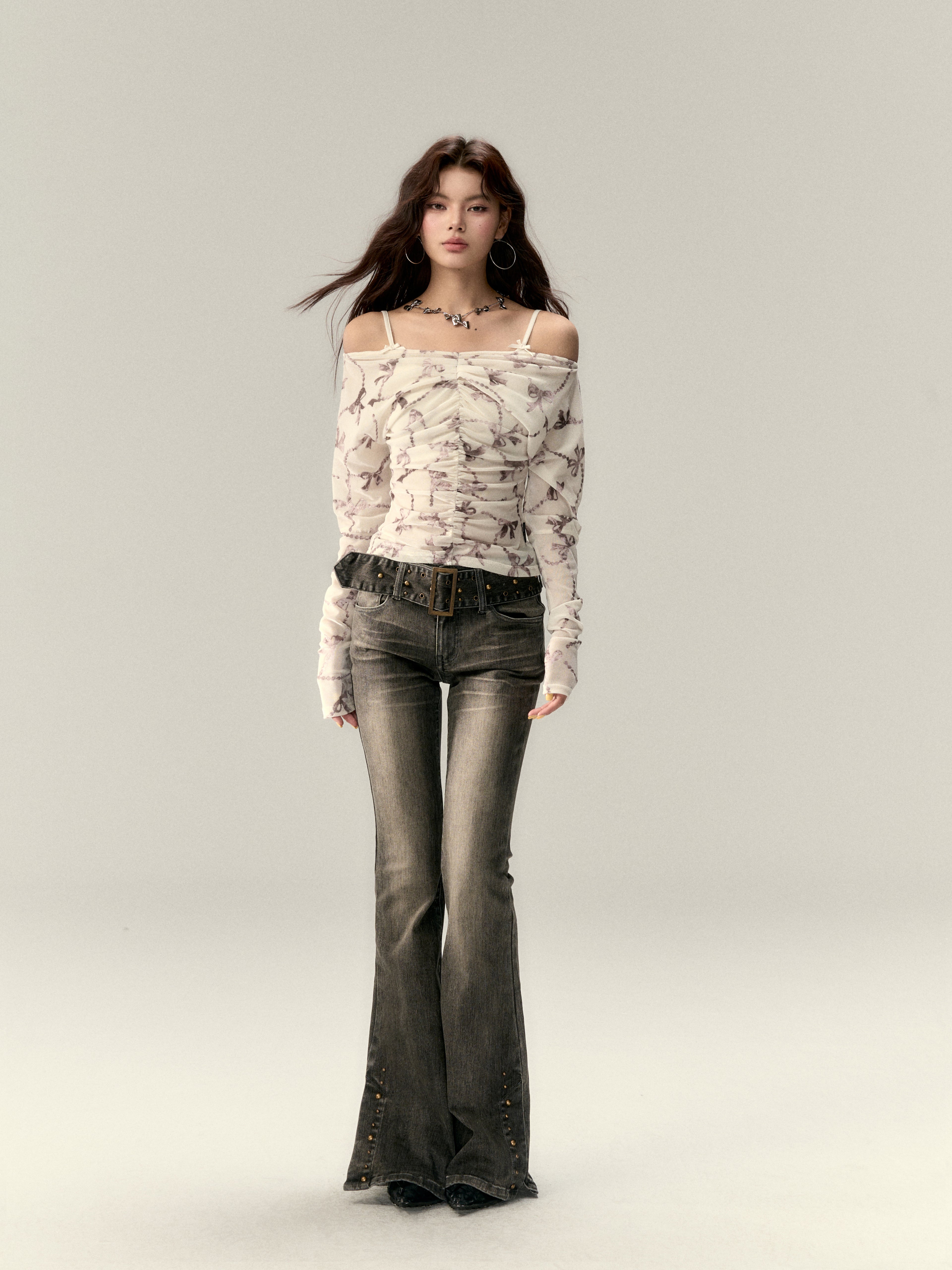 VIA PITTI V25ATP029 Off-shoulder top(2color)