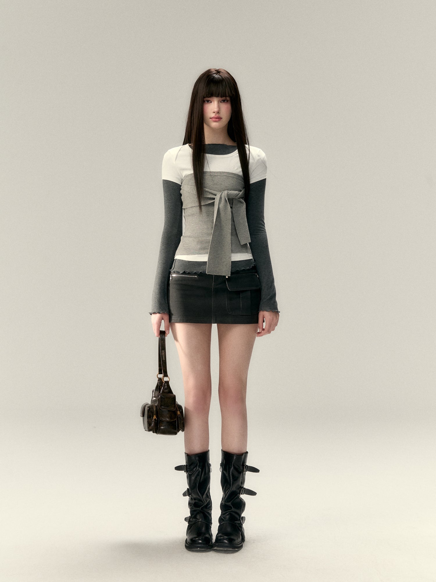 VIA PITTI V25AK092 Strap wool knit top(2color)