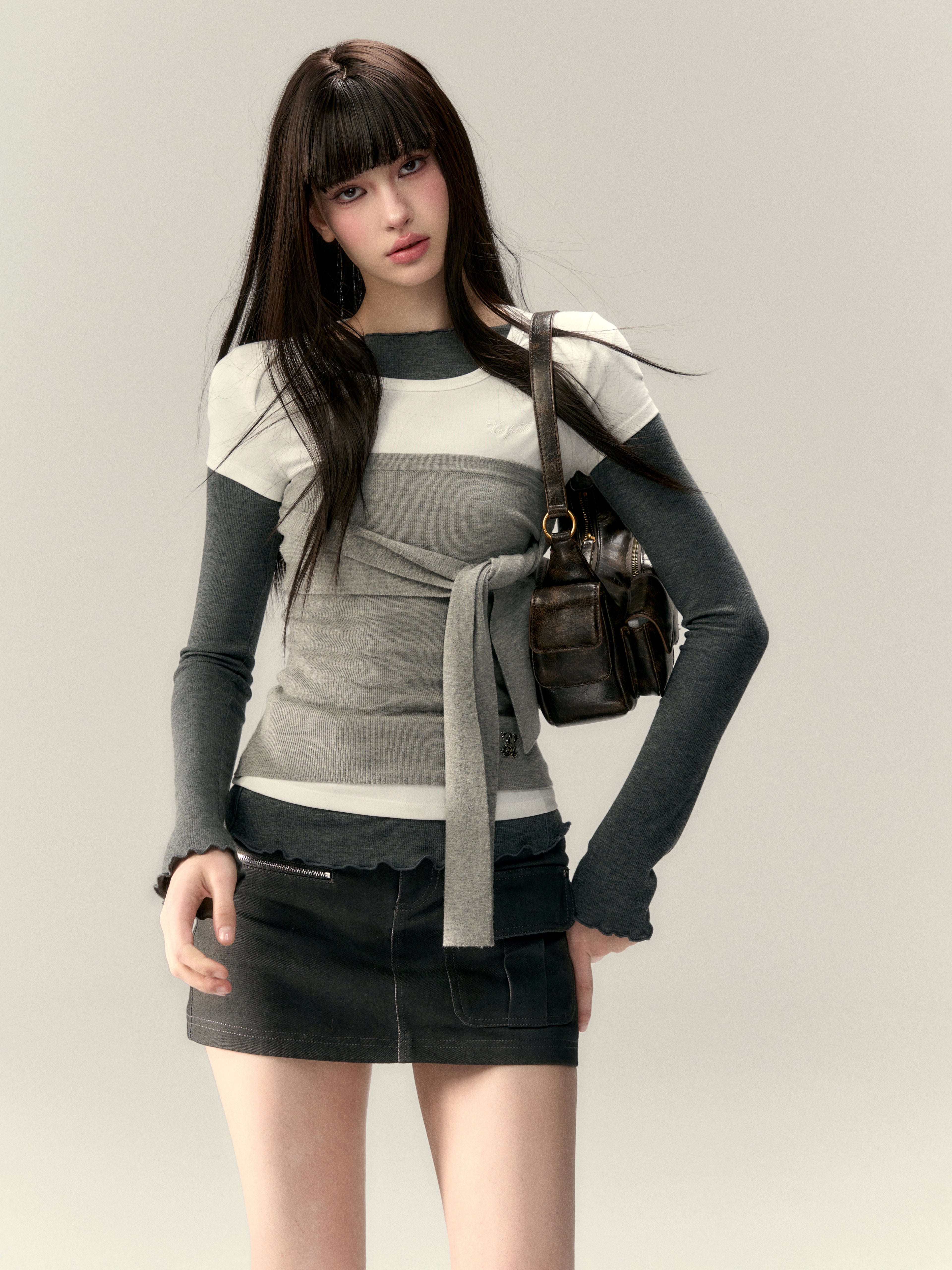 VIA PITTI V25AK092 Strap wool knit top(2color)