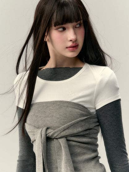 VIA PITTI V25AK092 Strap wool knit top(2color)