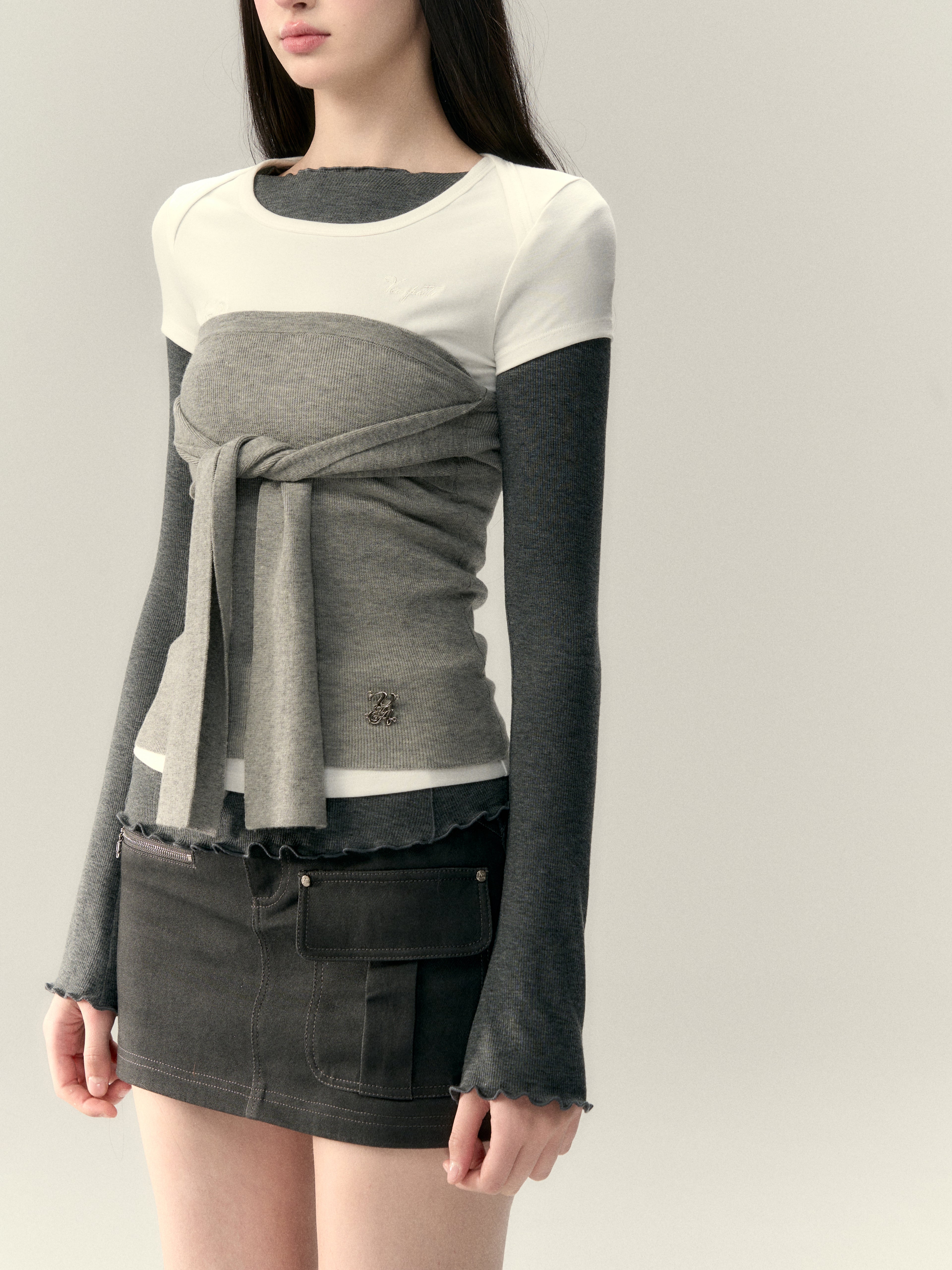 VIA PITTI V25AK092 Strap wool knit top(2color)