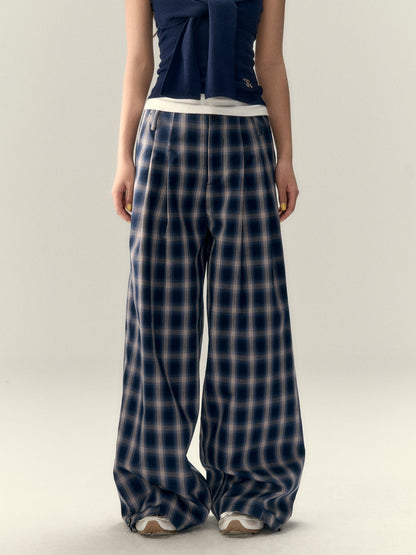 VIA PITTI V25AP042 Pleated plaid pants(2color)