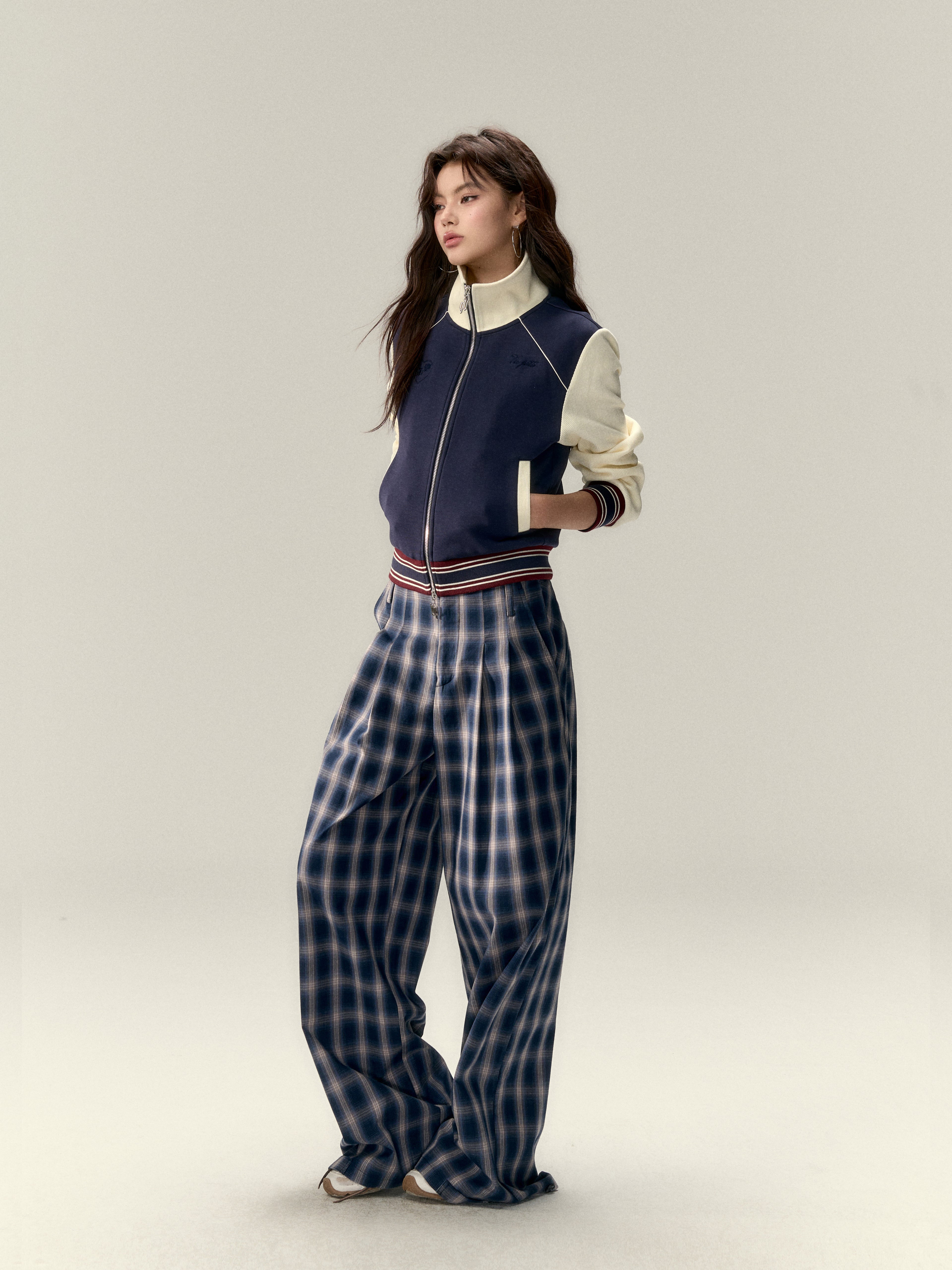 VIA PITTI V25AP042 Pleated plaid pants(2color)