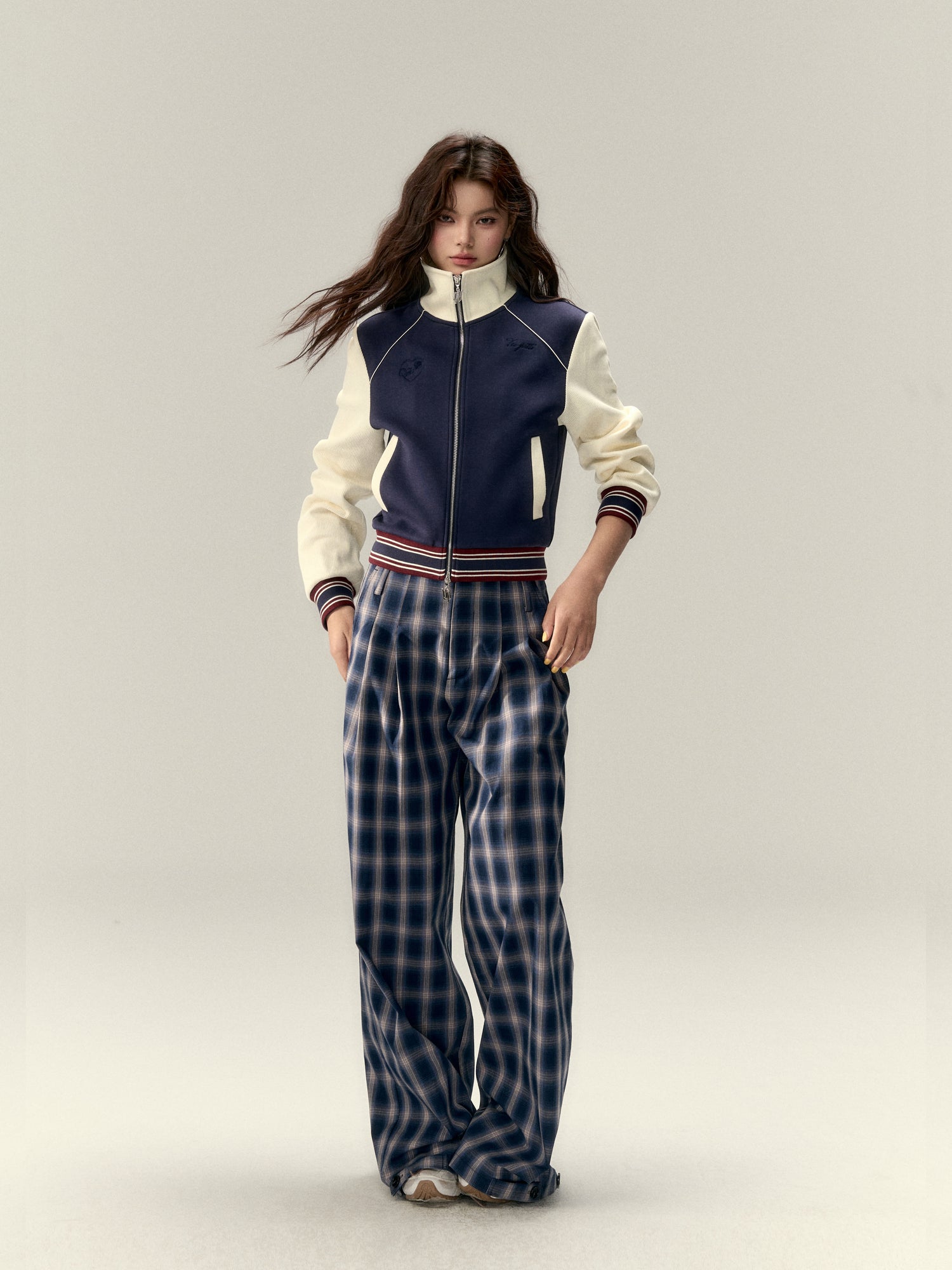 VIA PITTI V25AP042 Pleated plaid pants(2color)