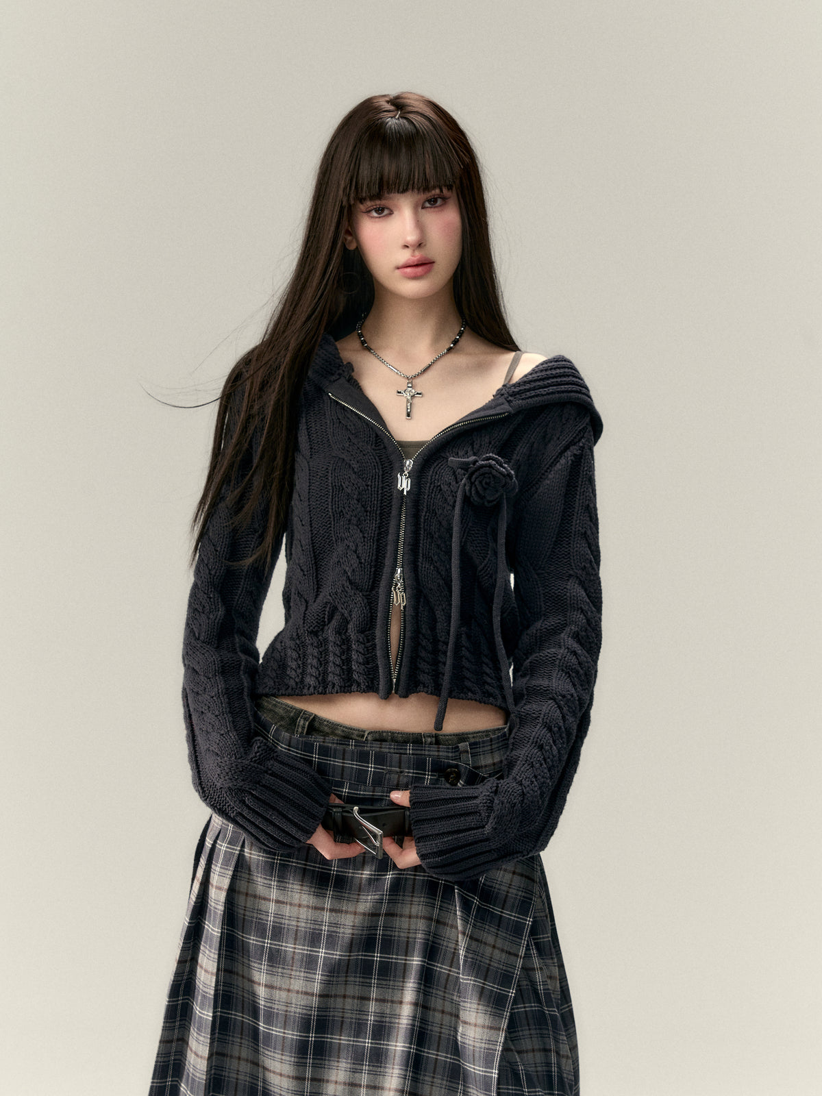 VIA PITTI V25AK087 button wool skirt suit(2color)