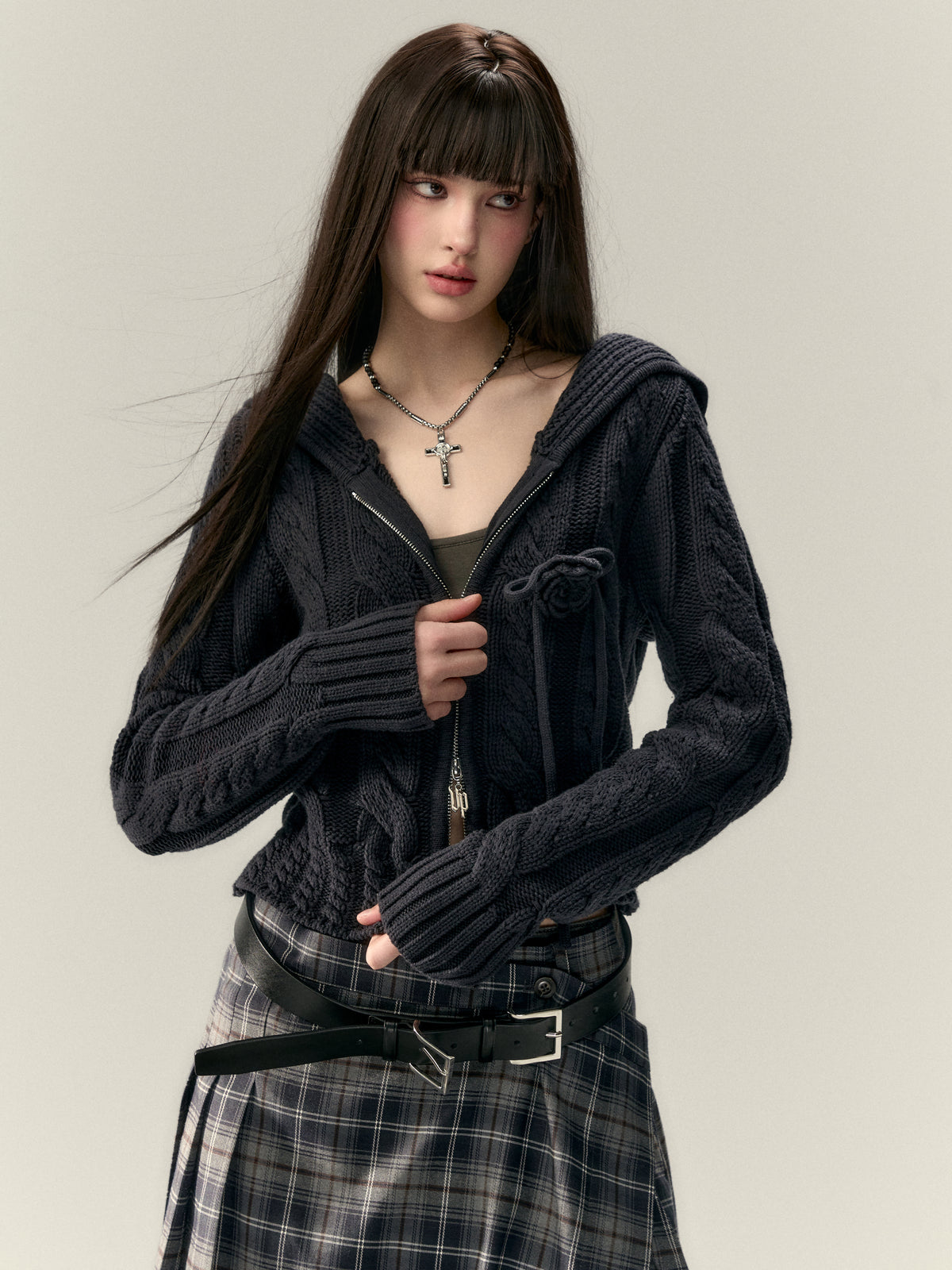 VIA PITTI V25AK087 button wool skirt suit(2color)