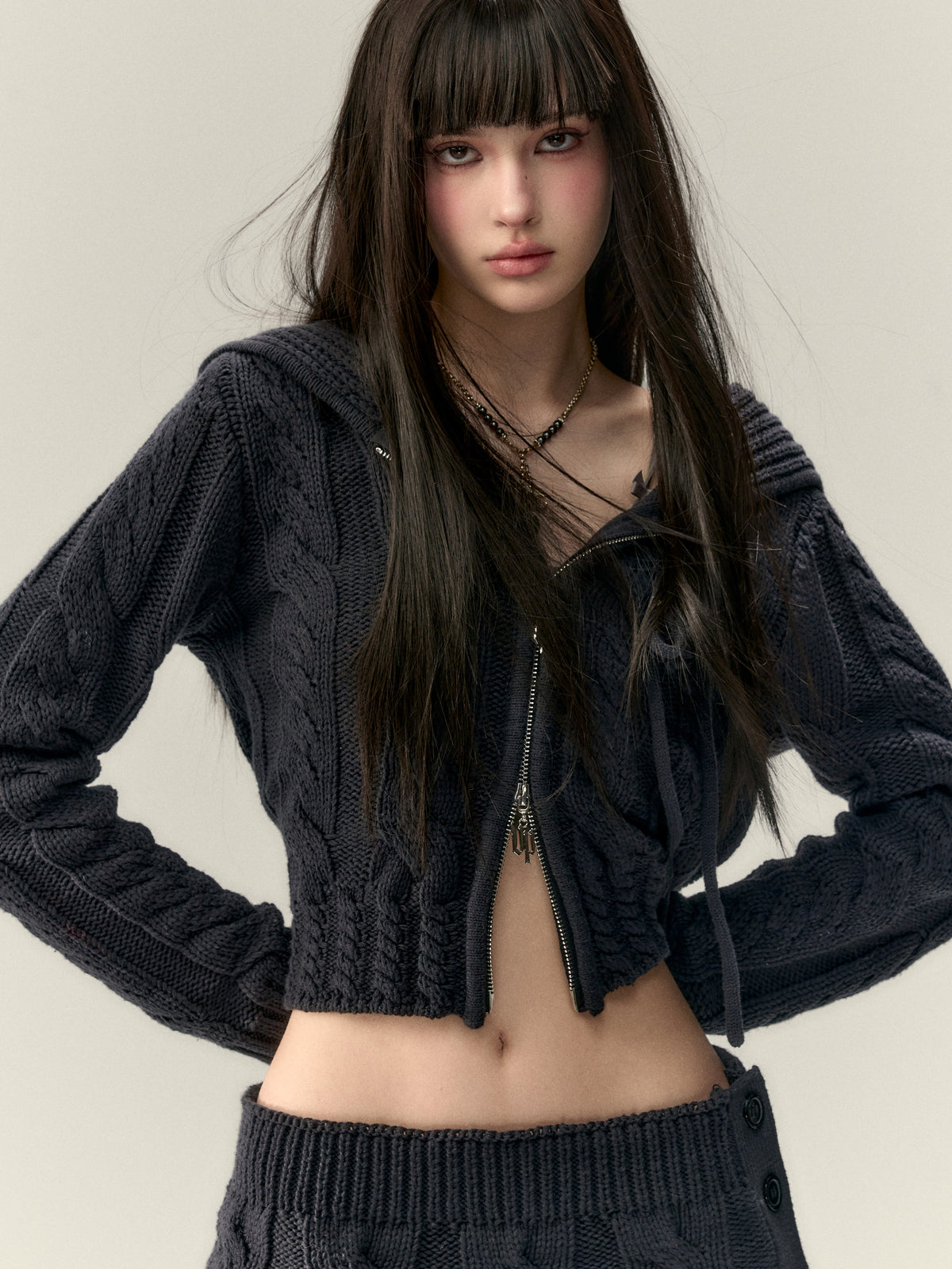 VIA PITTI V25AK087 button wool skirt suit(2color)
