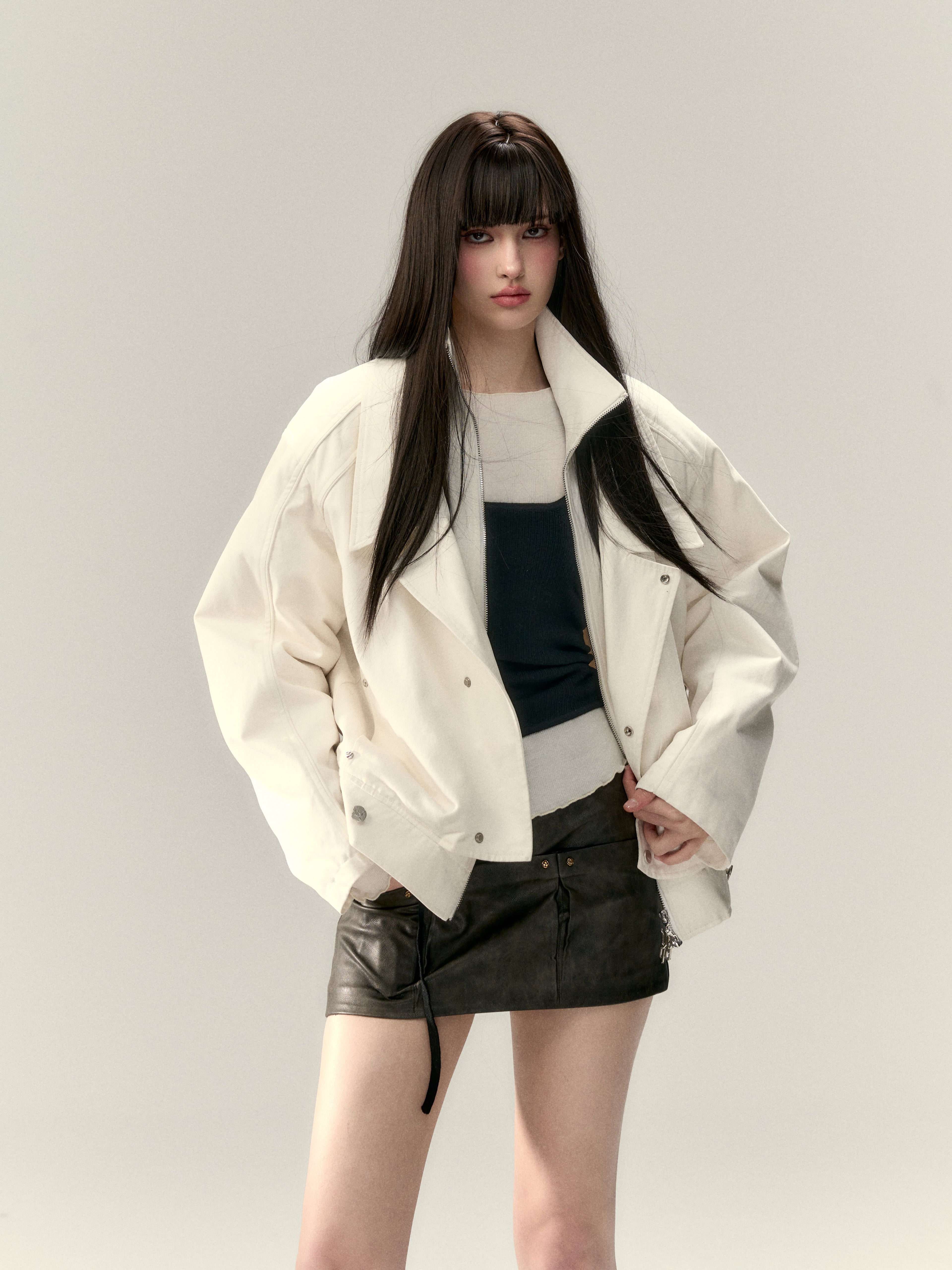 VIA PITTI V24DC294 Thickened faux rabbit fur jacket(2color)