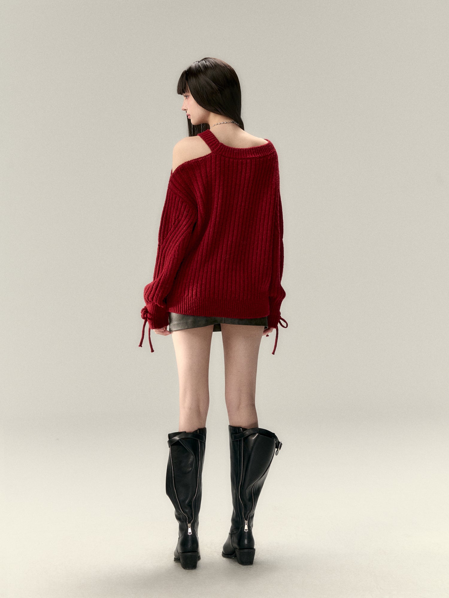 VIA PITTI V25AK086 Reversible sweater with irregular neckline(3color)