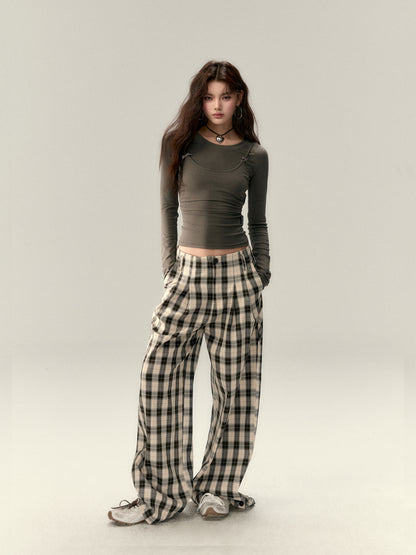 VIA PITTI V25AP042 Pleated plaid pants(2color)