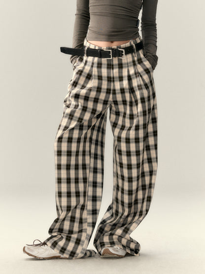 VIA PITTI V25AP042 Pleated plaid pants(2color)