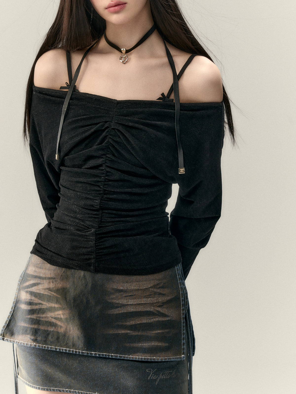 VIA PITTI V25ATP029 Off-shoulder top