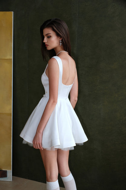 SHEERLUCK SLLYQ25205 Waist tied fluffy camisole dress (2color)