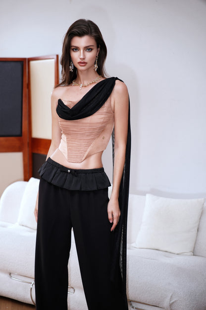 SHEERLUCK SLDD25202 Drifting collar fishbone short top (2color)