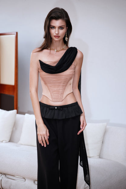 SHEERLUCK SLDD25202 Drifting collar fishbone short top (2color)