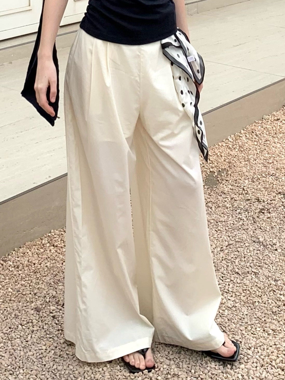 Lafreedom LAF350404 Light yellow casual wide leg pants