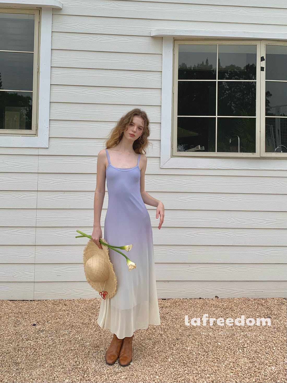 Lafreedom LAC350407 Gradient mesh camisole dress