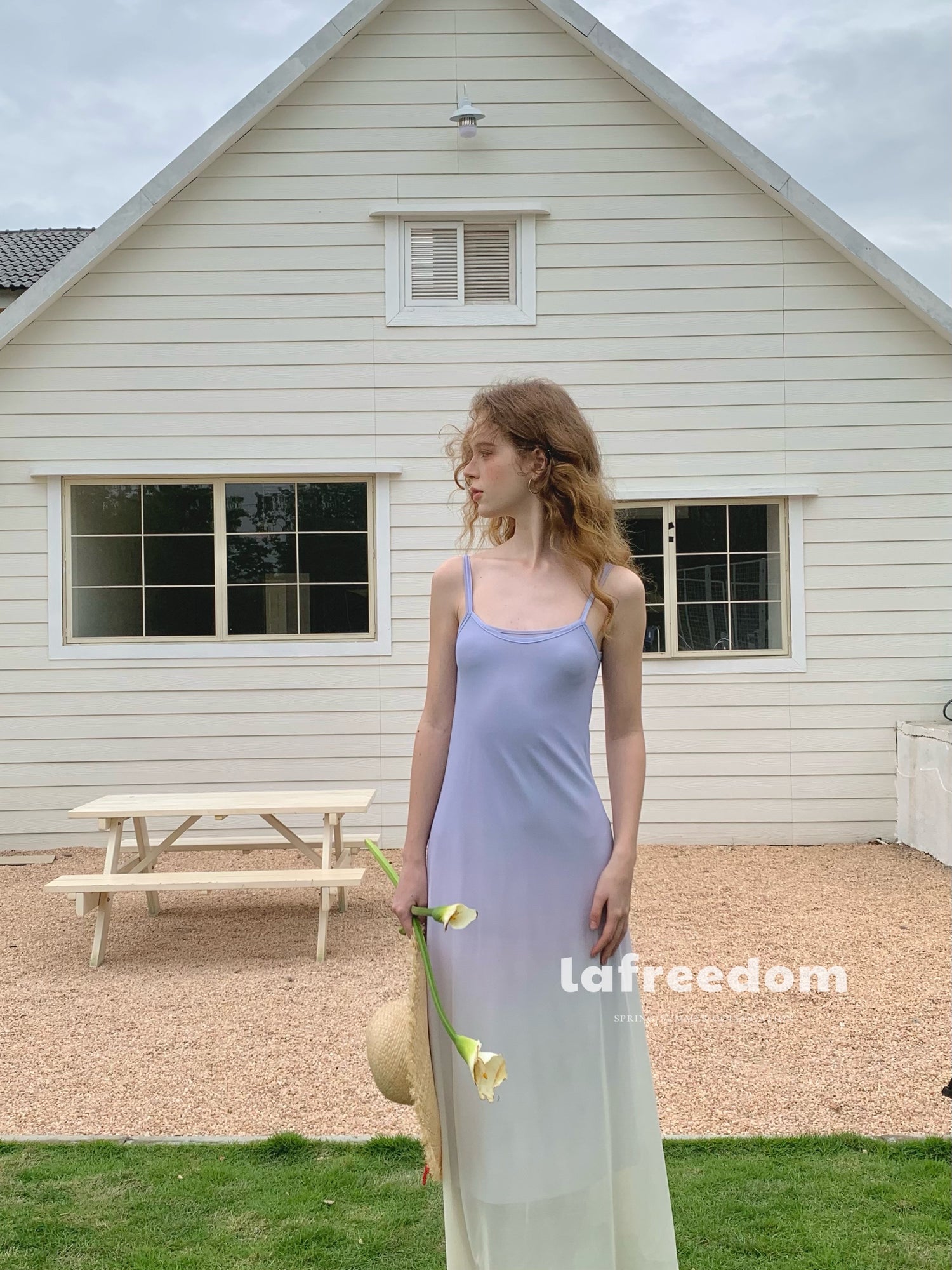 Lafreedom LAC350407 Gradient mesh camisole dress