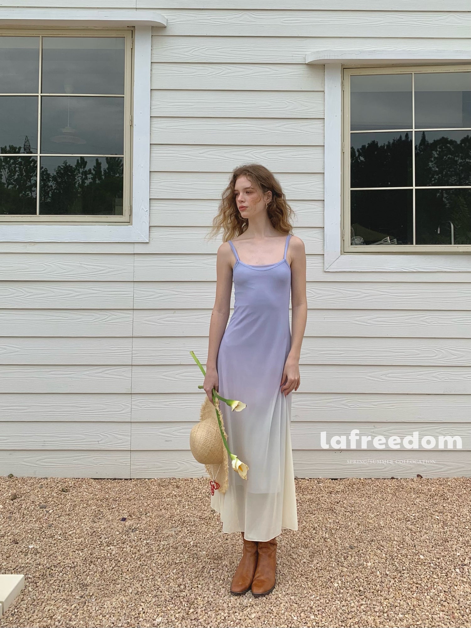 Lafreedom LAC350407 Gradient mesh camisole dress
