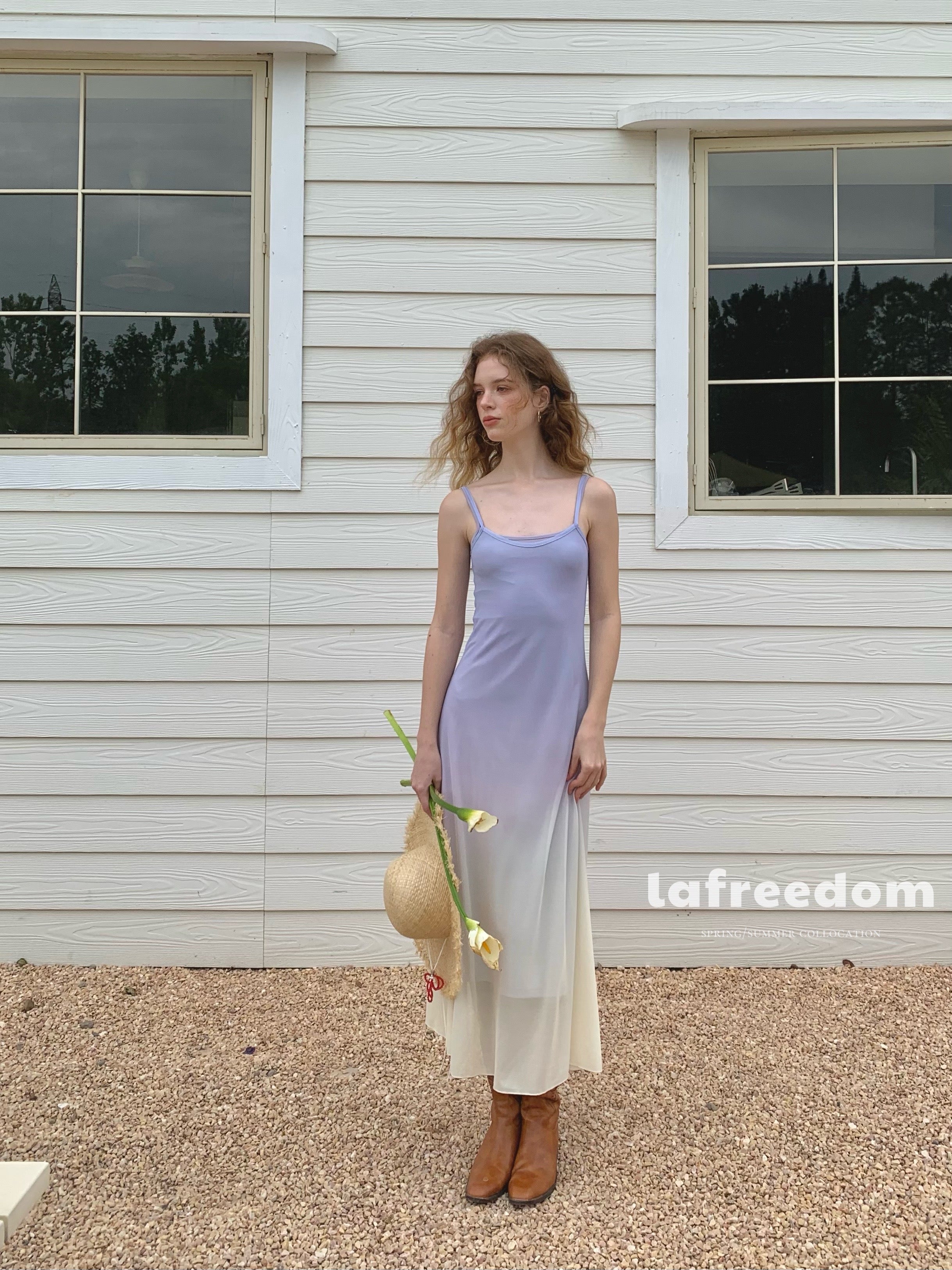 Lafreedom LAC350407 Gradient mesh camisole dress