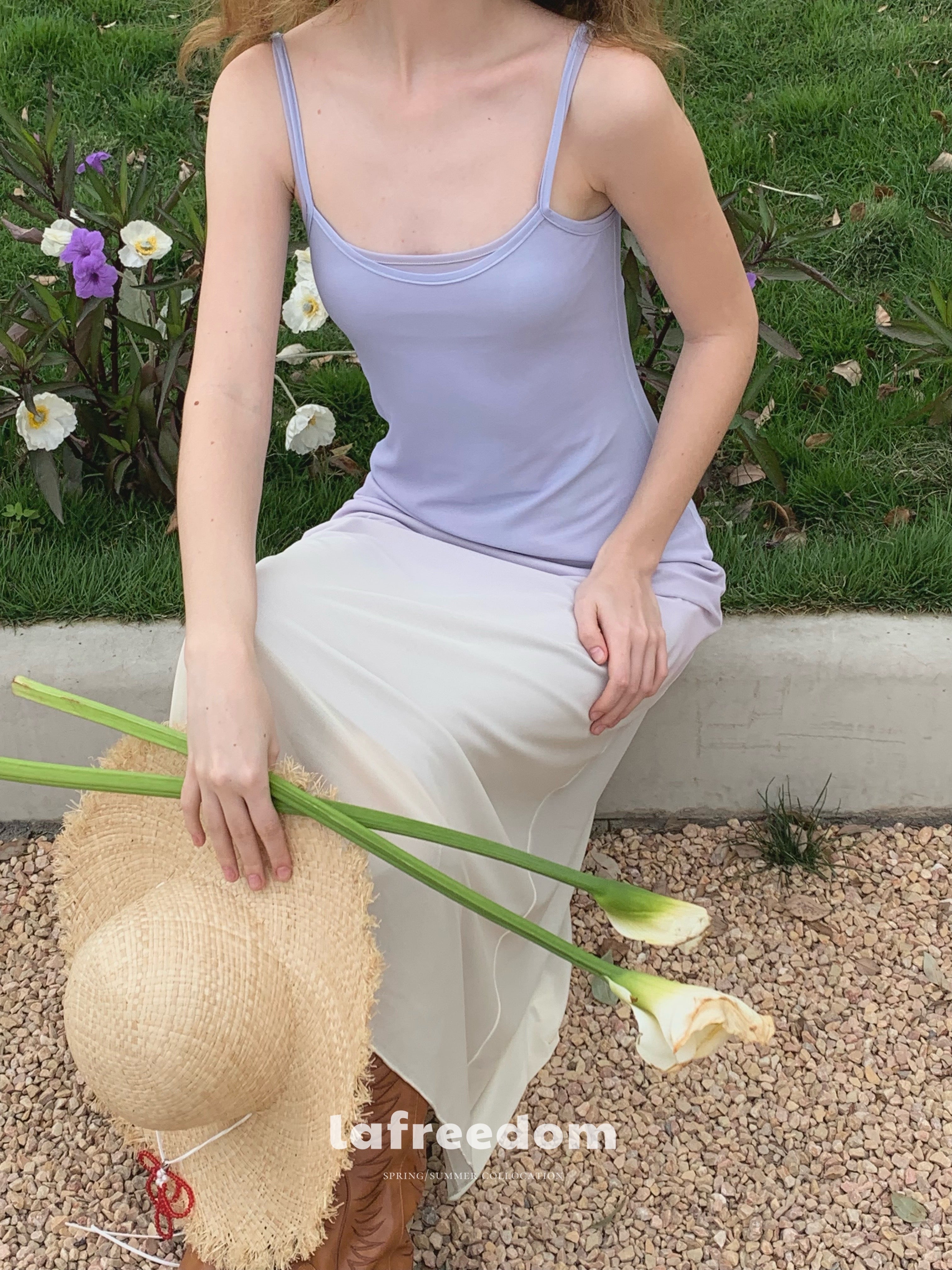 Lafreedom LAC350407 Gradient mesh camisole dress