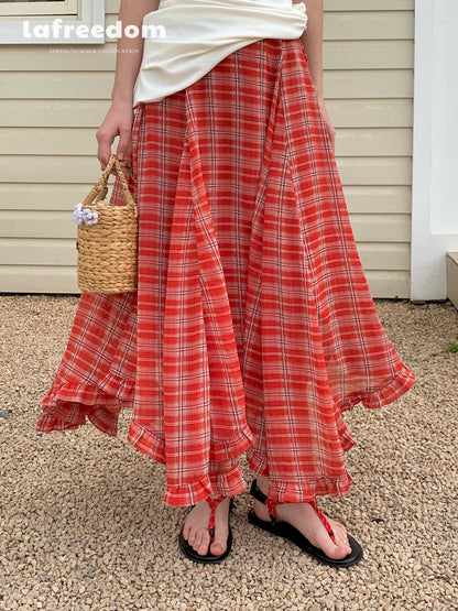 Lafreedom LAF350410&amp;LAF350411 Tie up top+plaid skirt set (2color)