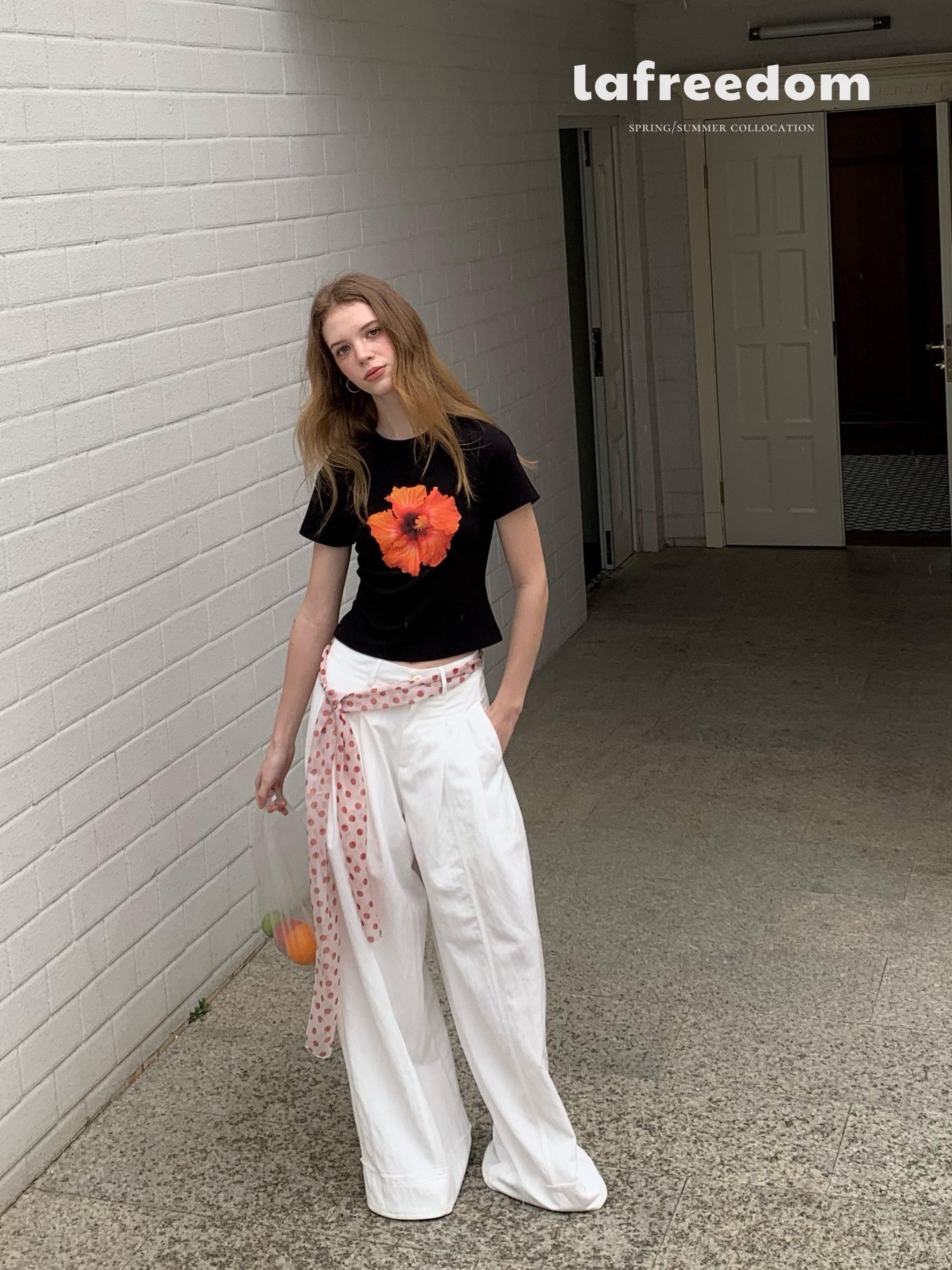 Lafreedom LAF350413 Simple and casual wide leg pants