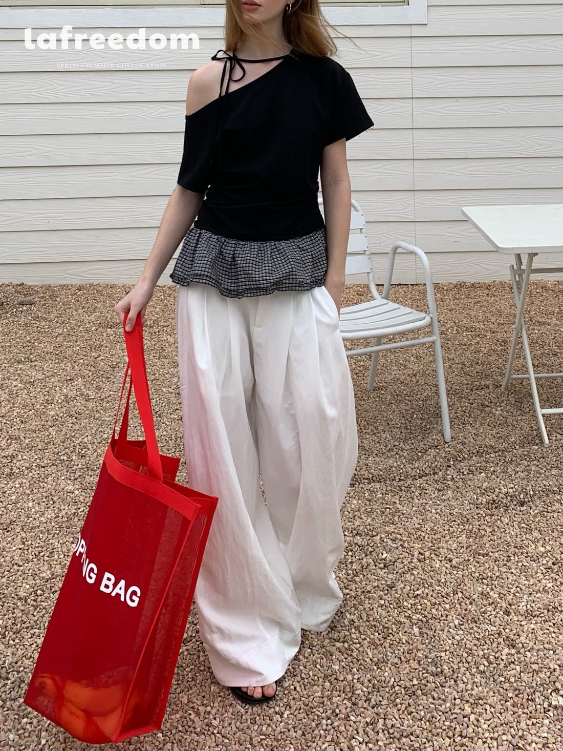 Lafreedom LAF350413 Simple and casual wide leg pants