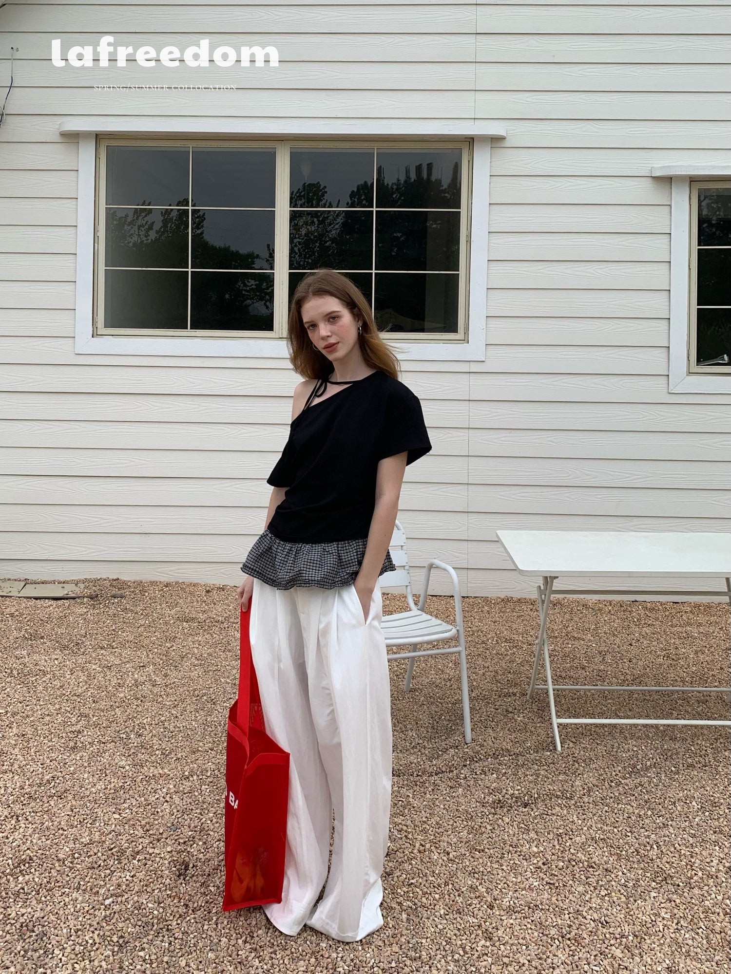 Lafreedom LAF350413 Simple and casual wide leg pants
