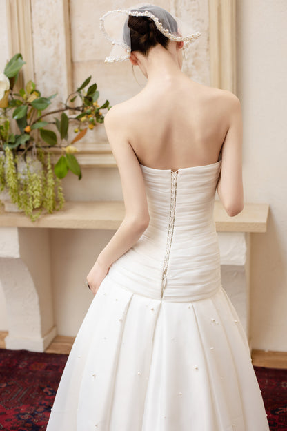 GORGEOUS Handmade pearl strapless dress